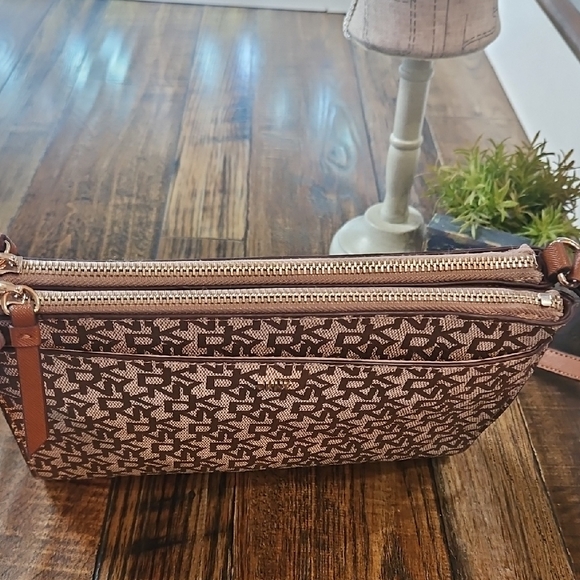 DKNY Brown Monogram Crossbody Bag - Picture 7 of 12